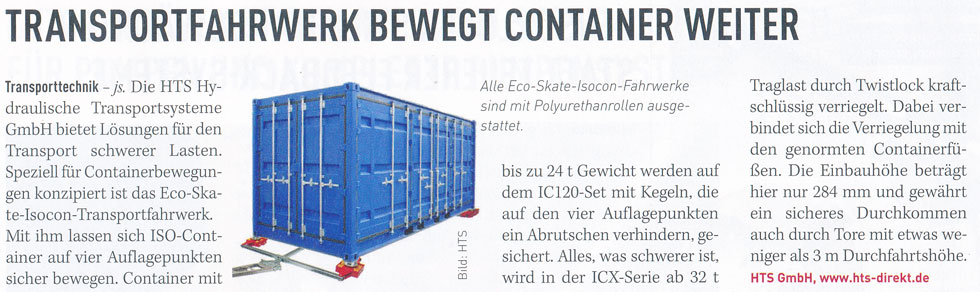 MM Maschinenmarkt 19/2015 - HTS - Transportfahrwerk bewegt Container weiter